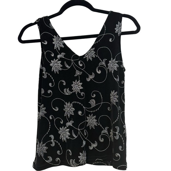 NWT ONYX Nite $69 2 Piece Set Black W Floral Detail Glitter Size M - Picture 4 of 9